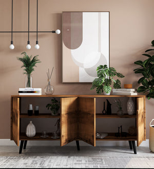 Κονσόλα Agistri Με Ράφια Καρυδί 180x45x80 εκ. Μελαμίνης - Pakobazaar