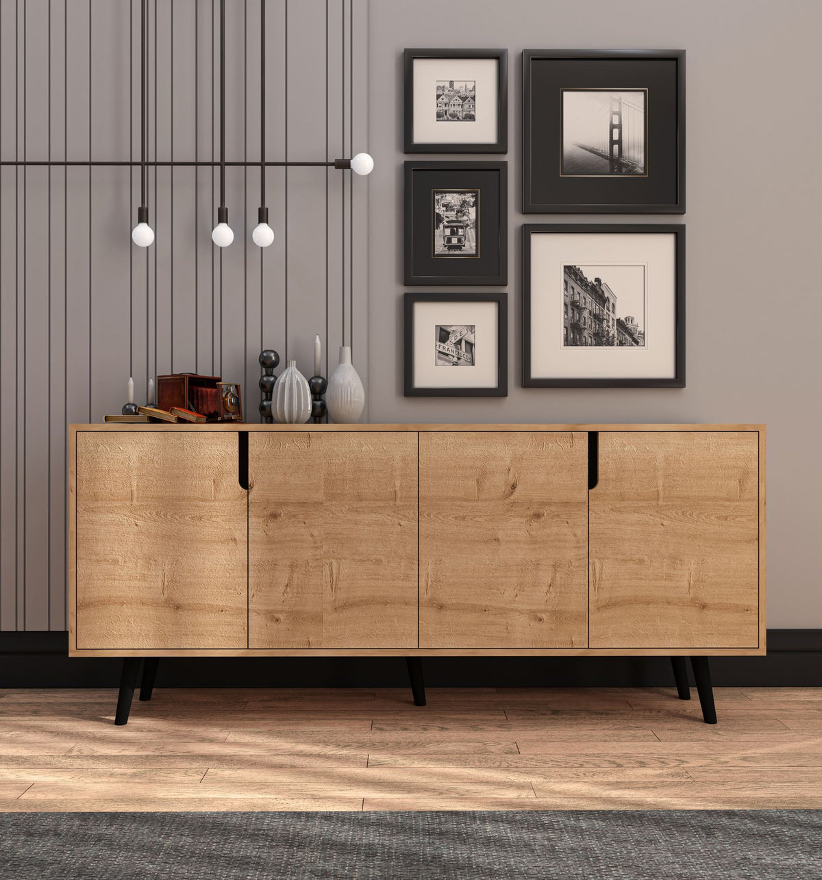 Κονσόλα Agistri Με Ράφια Δρυς Sapphire 180x45x80 εκ. Μελαμίνης