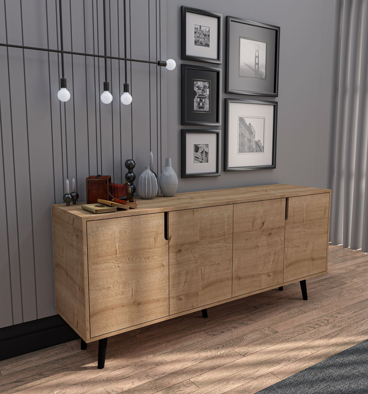 Κονσόλα Agistri Με Ράφια Δρυς Sapphire 180x45x80 εκ. Μελαμίνης