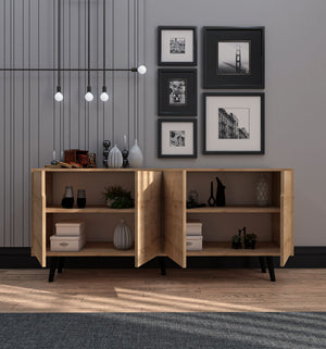 Κονσόλα Agistri Με Ράφια Δρυς Sapphire 180x45x80 εκ. Μελαμίνης