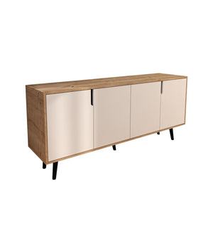 Κονσόλα Agistri Με Ράφια Δρυς Sapphire - Λευκό 180x45x80 εκ. Μελαμίνης