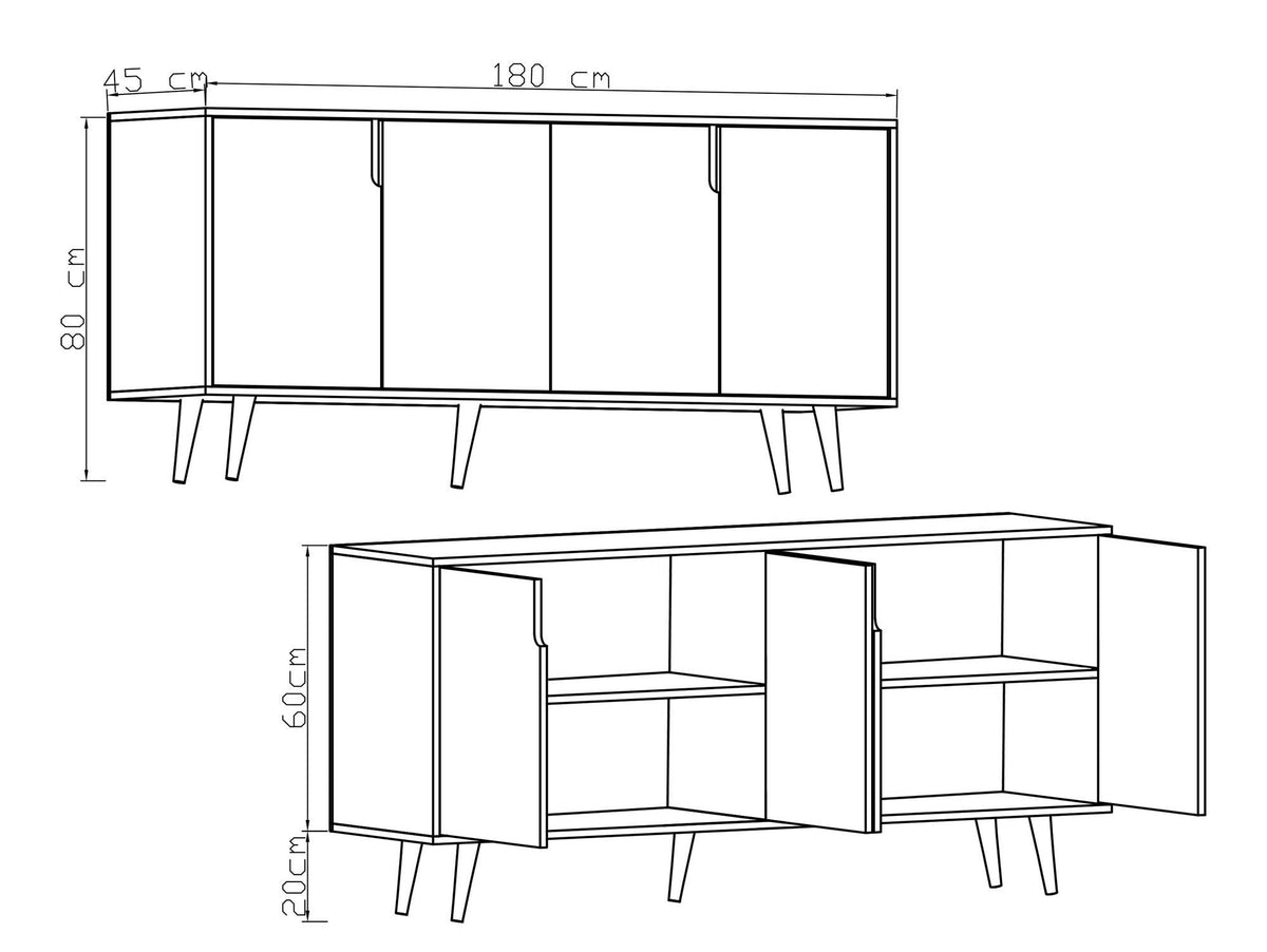 Κονσόλα Agistri Με Ράφια Δρυς Sapphire - Ανθρακί 180x45x80 εκ. Μελαμίνης
