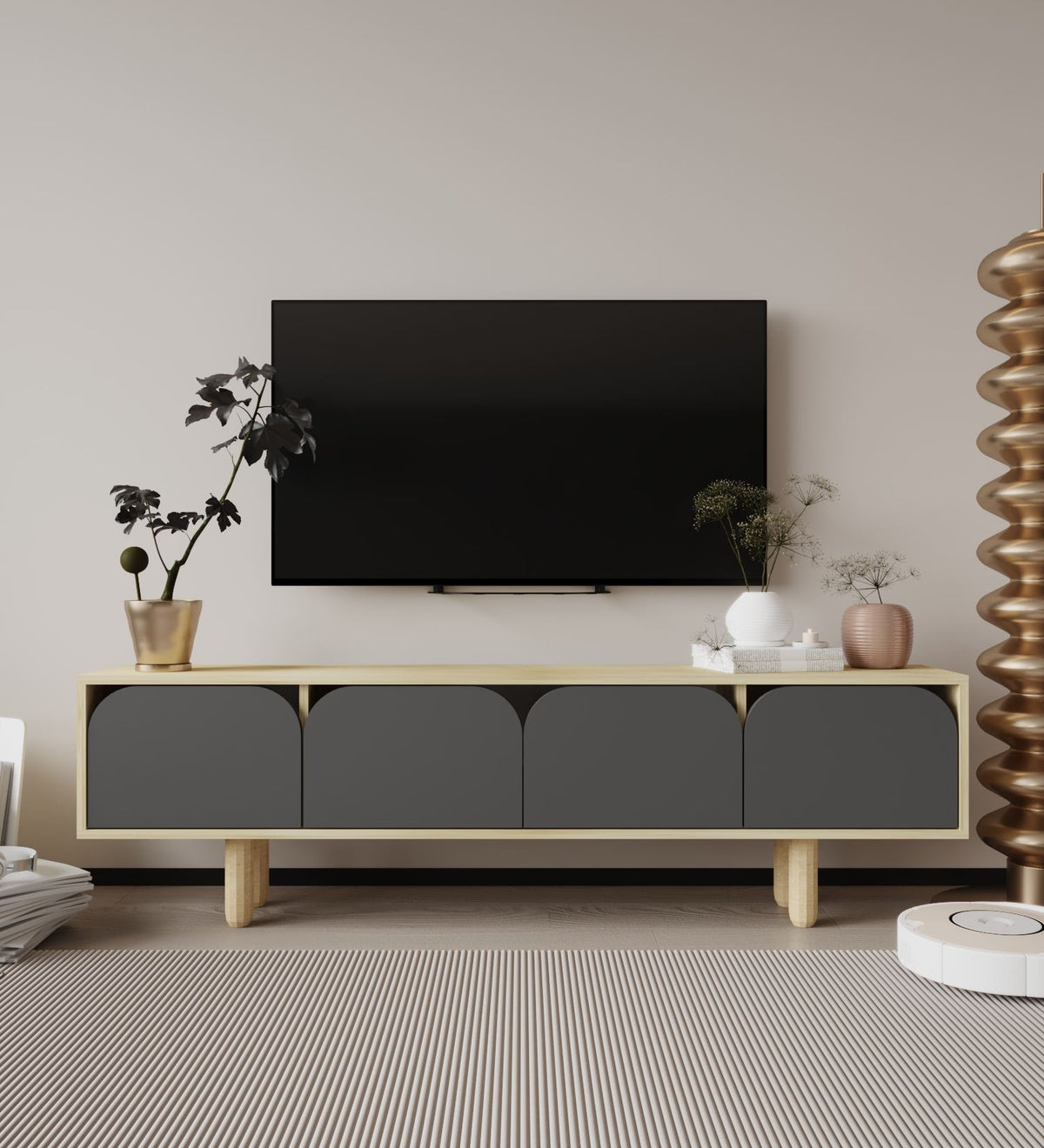 Έπιπλο Τηλεόρασης Kentavros Δρυς Sapphire - Ανθρακί 180x29.8x48 εκ. Μελαμίνης