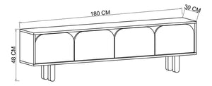 Έπιπλο Τηλεόρασης Kentavros Δρυς Sapphire - Ανθρακί 180x29.8x48 εκ. Μελαμίνης