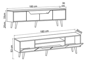 Έπιπλο Τηλεόρασης Komitades Με Ράφια Καρυδί 180x29.8x48 εκ. Μελαμίνης