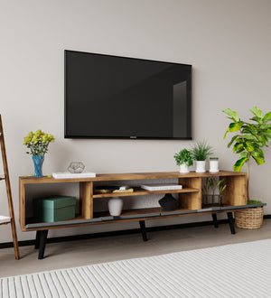 Έπιπλο Τηλεόρασης Komitades Καρυδί - Ανθρακί 180x29.8x48 εκ. Μελαμίνης