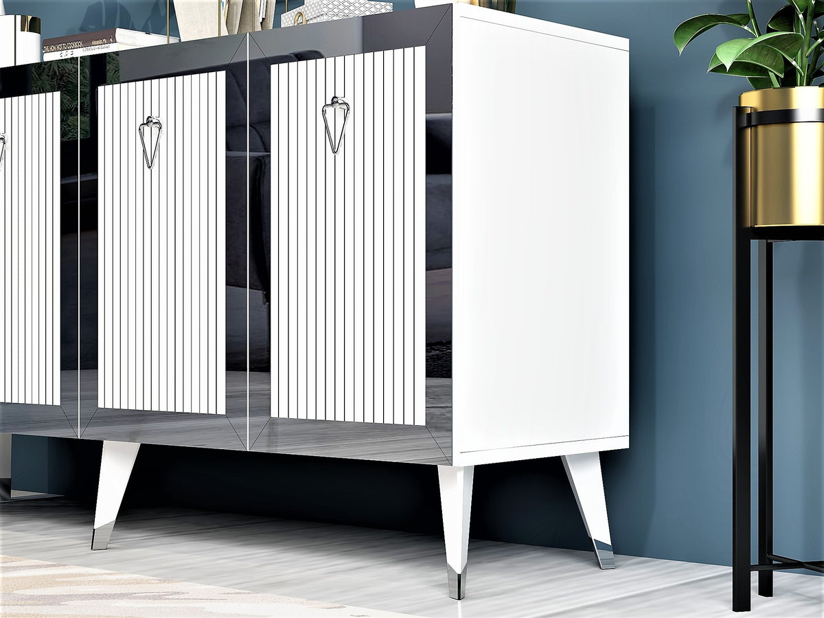 Κονσόλα Gardiki Λευκό - Ασημί 150x80x40 εκ. Μελαμίνης