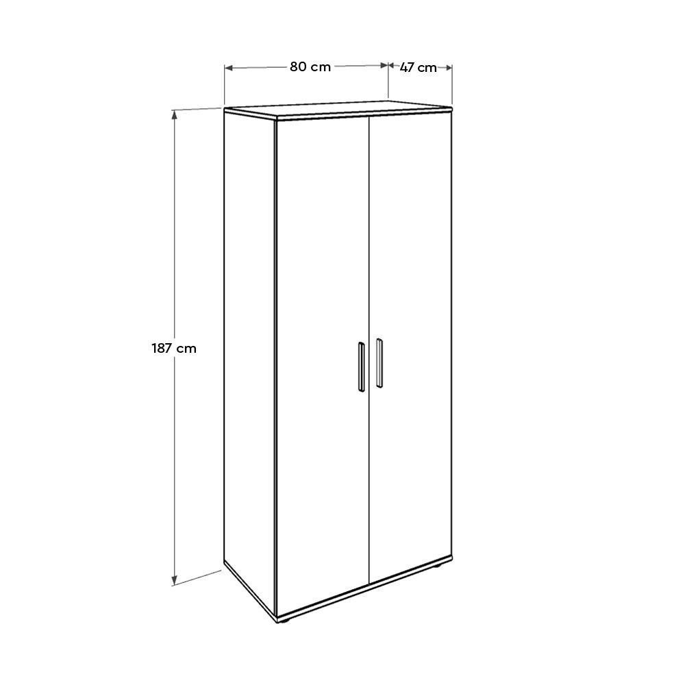 Ντουλάπα Magoula Λευκό 80x47x187 εκ. Μελαμίνης