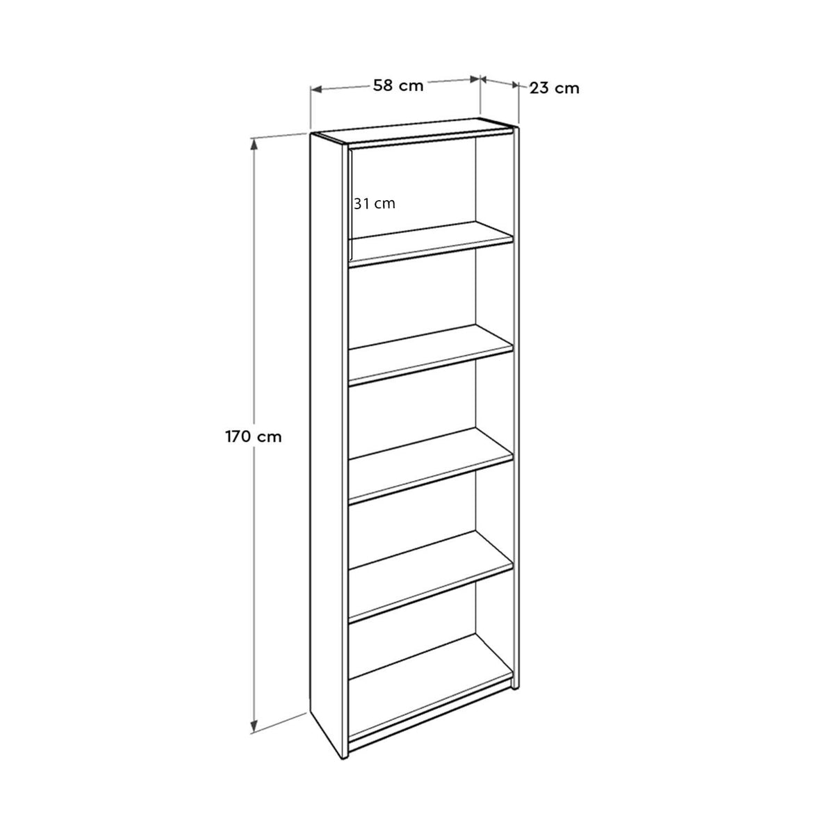 Βιβλιοθήκη Alepochori Λευκό 58x23x170 εκ. Μελαμίνης