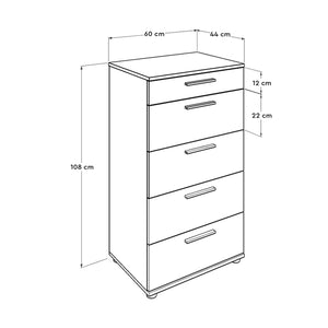 Συρταριέρα Arfara Λευκό 60x44x108 εκ. Μελαμίνης