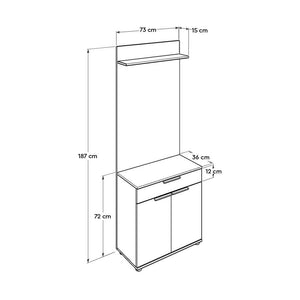 Έπιπλο Εισόδου Kiato Λευκό 73x36x187 εκ. Μελαμίνης