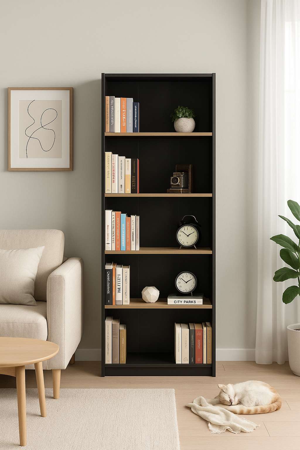Βιβλιοθήκη Aliveri Ανθρακί 64x26x182 εκ. Μελαμίνης
