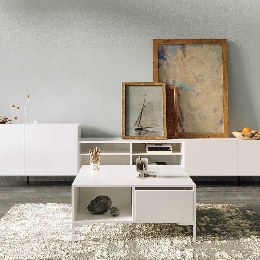 Τραπεζάκι Σαλονιού Makrino Λευκό Diamond 90x90x42 εκ. Μελαμίνης