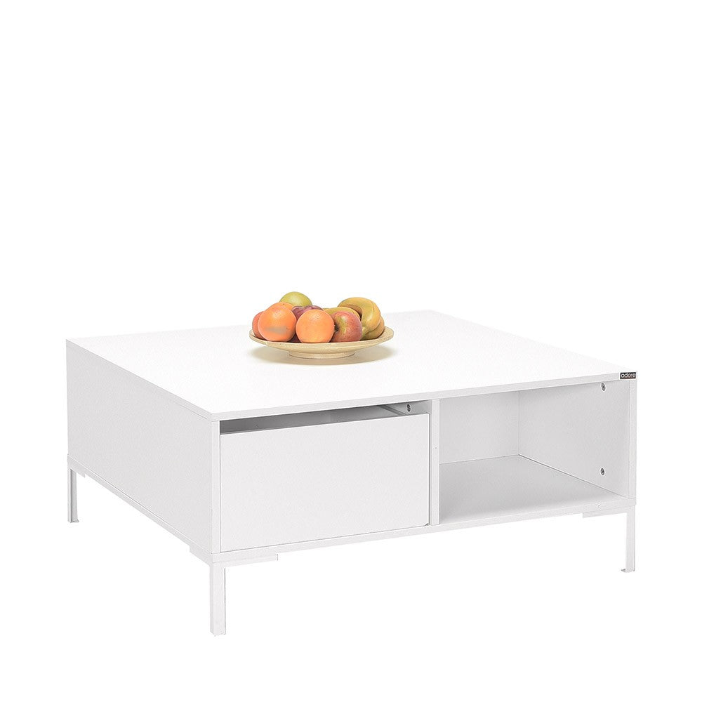 Τραπεζάκι Σαλονιού Makrino Λευκό Diamond 90x90x42 εκ. Μελαμίνης