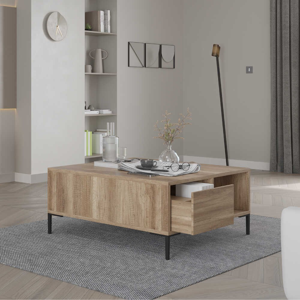 Τραπεζάκι Σαλονιού Makrino Taupe 90x90x42 εκ. Μελαμίνης - Pakobazaar