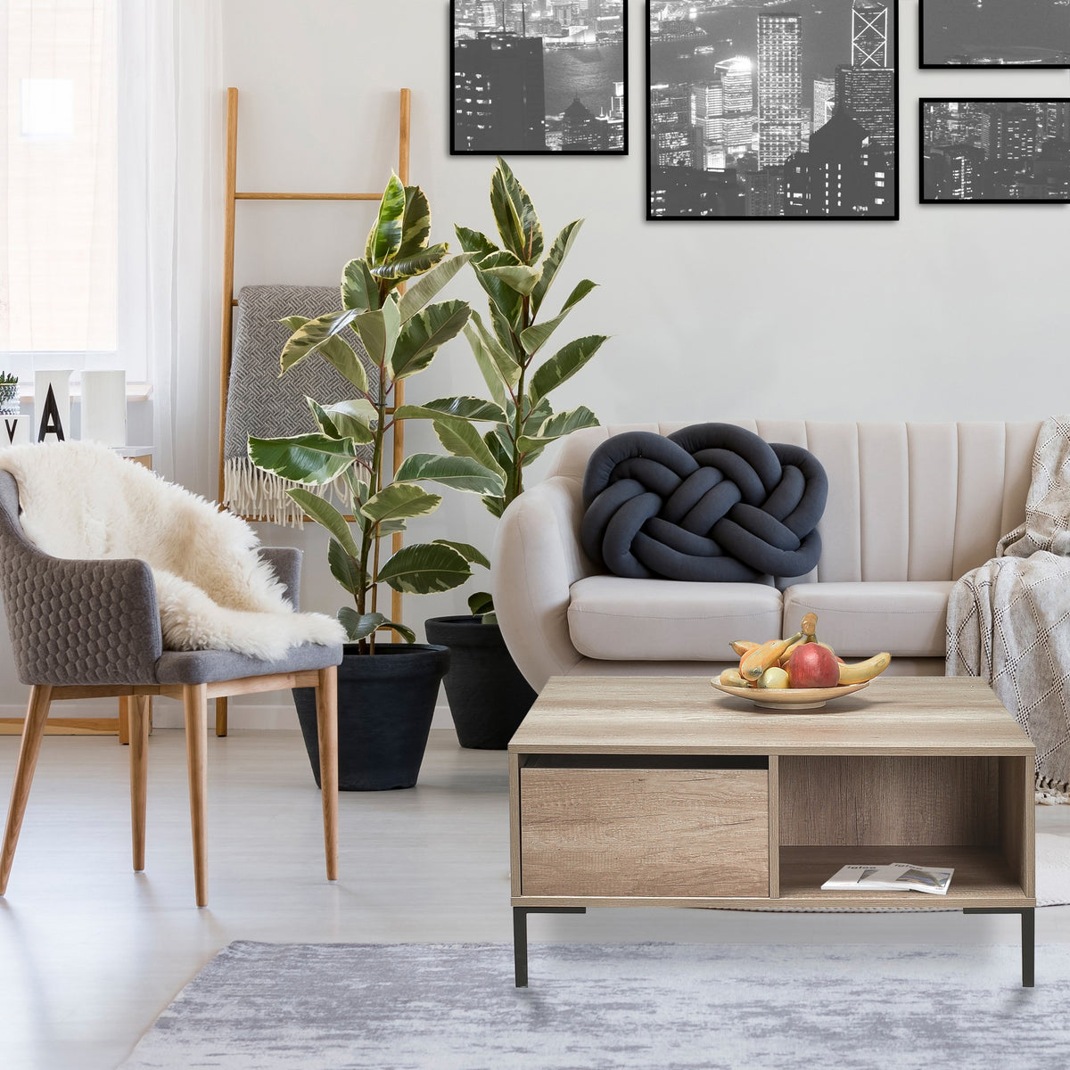 Τραπεζάκι Σαλονιού Makrino Taupe 90x90x42 εκ. Μελαμίνης - Pakobazaar