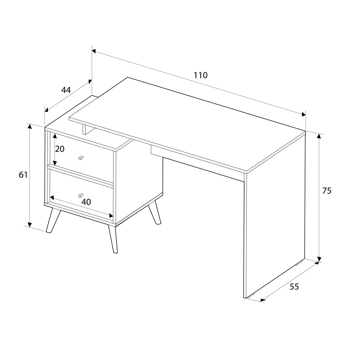 Γραφείο Agras Πολύχρωμο 110x44x75 εκ. Μελαμίνης