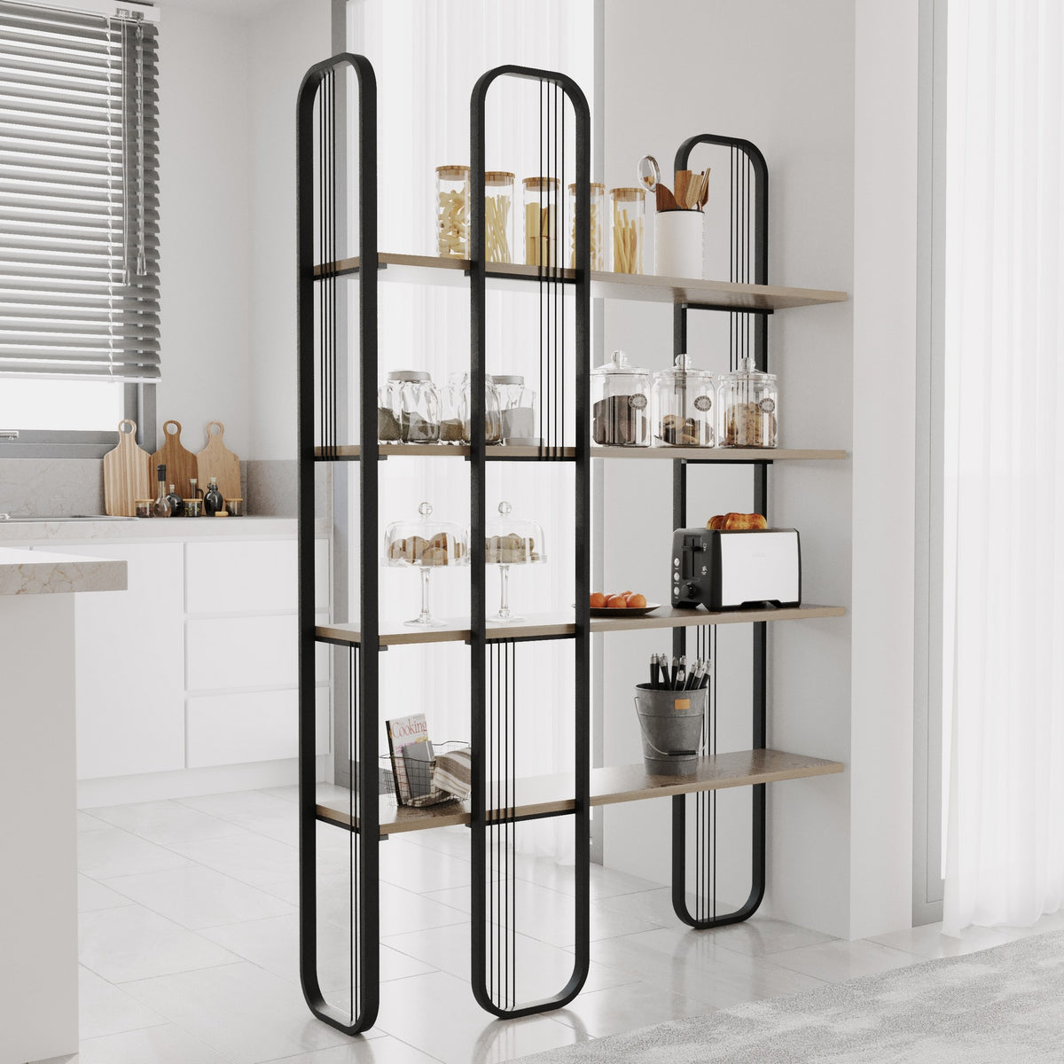 Βιβλιοθήκη Spathi Μαύρο 124x26x182 εκ. Μελαμίνης