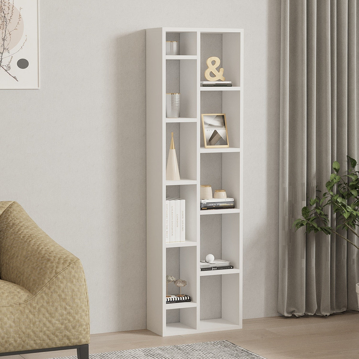 Βιβλιοθήκη Daskalio Λευκό 44.4x19.6x150 εκ. MDF