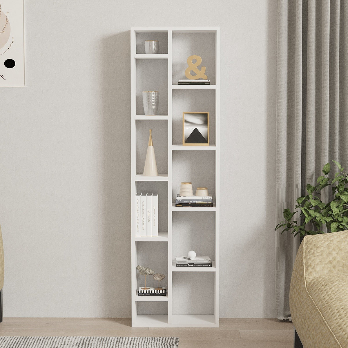 Βιβλιοθήκη Daskalio Λευκό 44.4x19.6x150 εκ. MDF