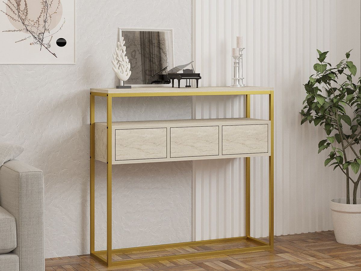 Κονσόλα Agriolouloudo Travertine 100x34x90 εκ. Μελαμίνης