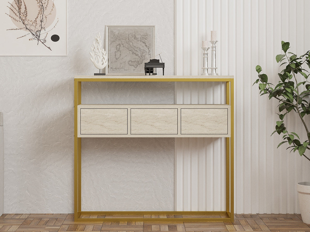 Κονσόλα Agriolouloudo Travertine 100x34x90 εκ. Μελαμίνης