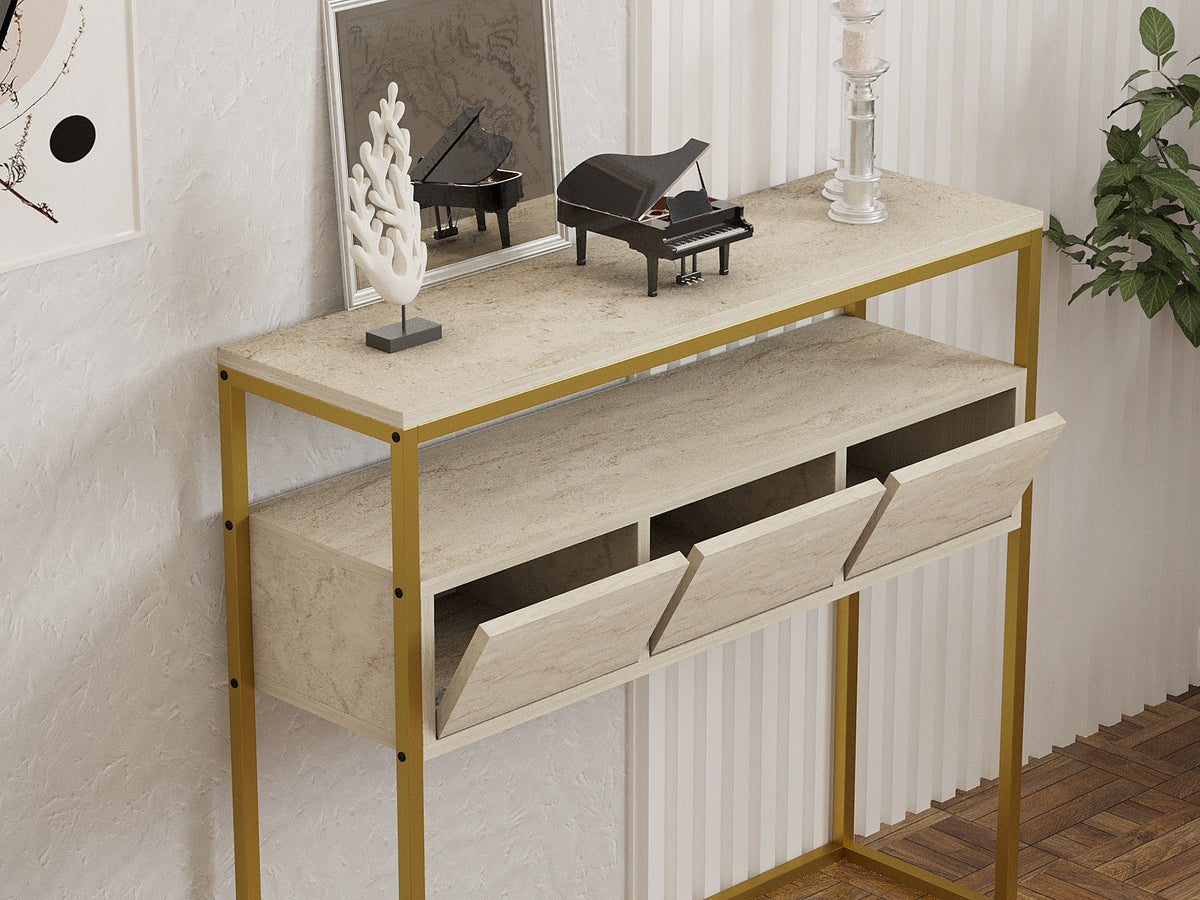 Κονσόλα Agriolouloudo Travertine 100x34x90 εκ. Μελαμίνης