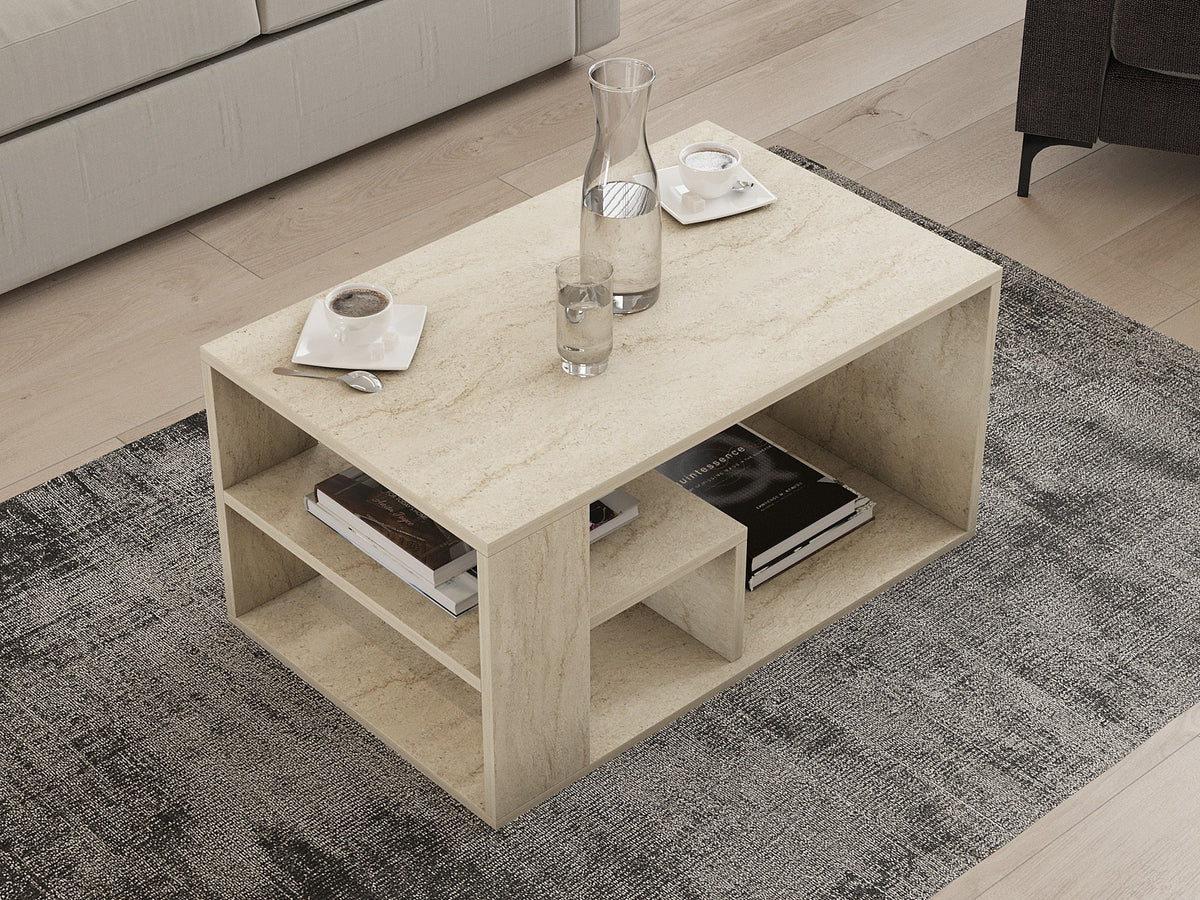 Τραπεζάκι Σαλονιού Peplos Travertine 80x40x50 εκ. Μελαμίνης