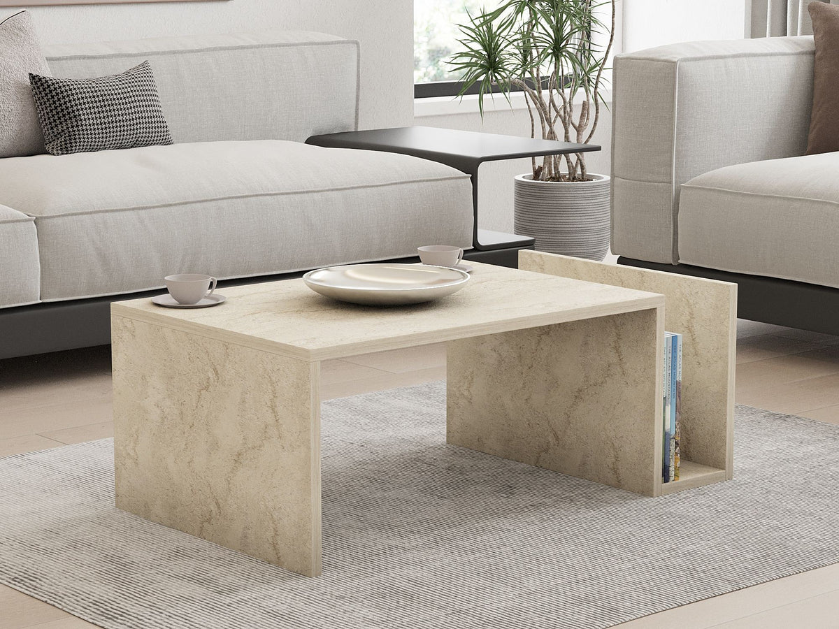 Τραπεζάκι Σαλονιού Velies Travertine 86.8x50x32.4 εκ. Μελαμίνης