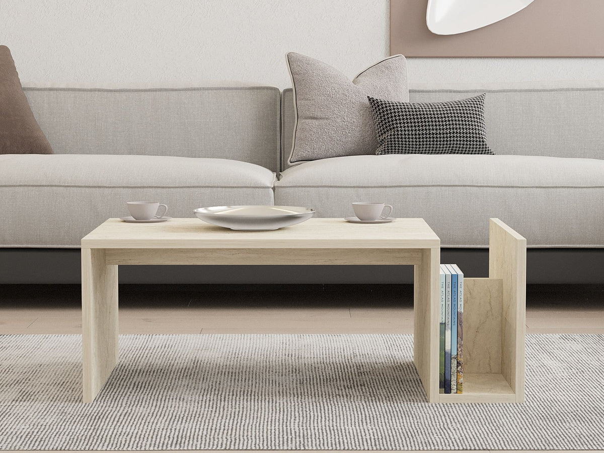 Τραπεζάκι Σαλονιού Velies Travertine 86.8x50x32.4 εκ. Μελαμίνης