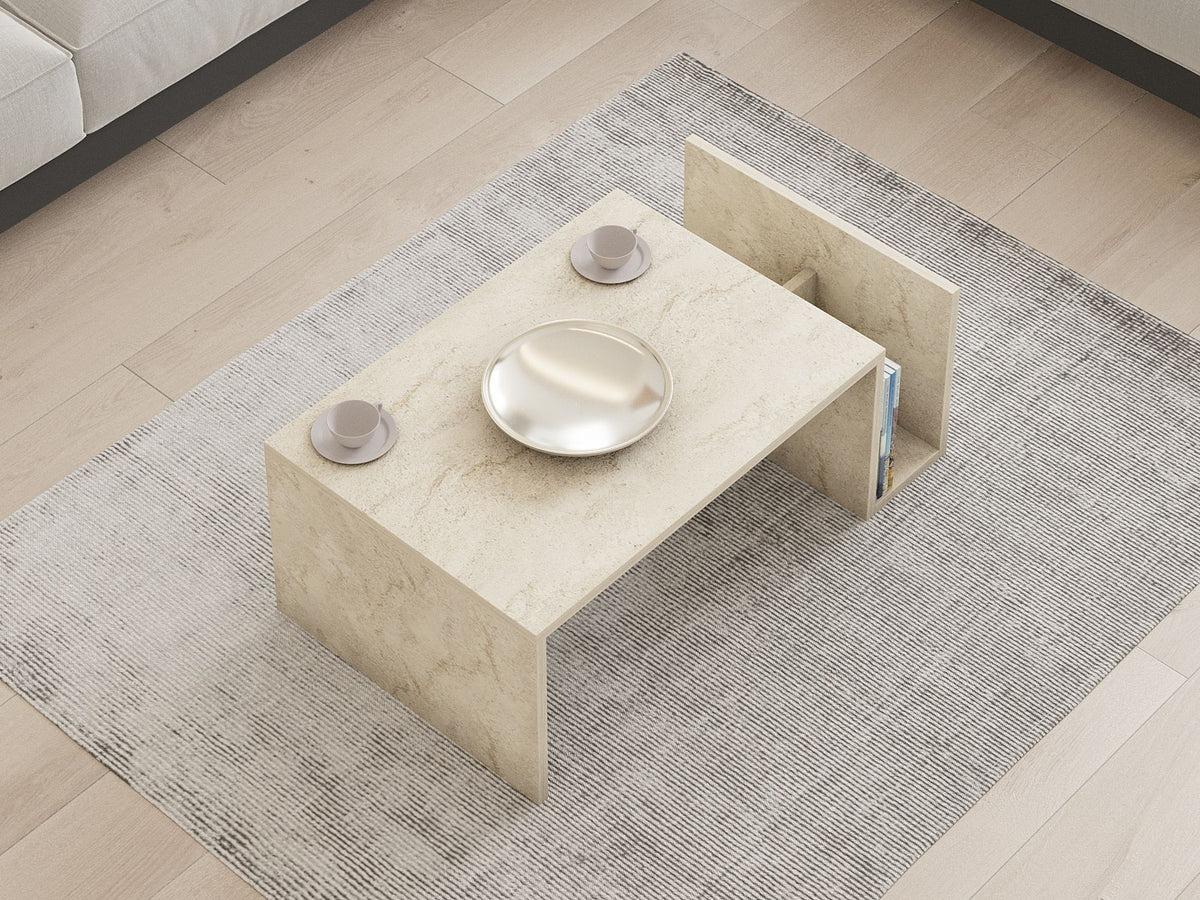Τραπεζάκι Σαλονιού Velies Travertine 86.8x50x32.4 εκ. Μελαμίνης