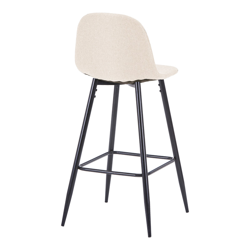 Σκαμπό μπαρ μεσαίου ύψους Bella  εκρού ύφασμα με μαύρο μεταλλικό πόδι 41,5x49x98εκ - Pakobazaar