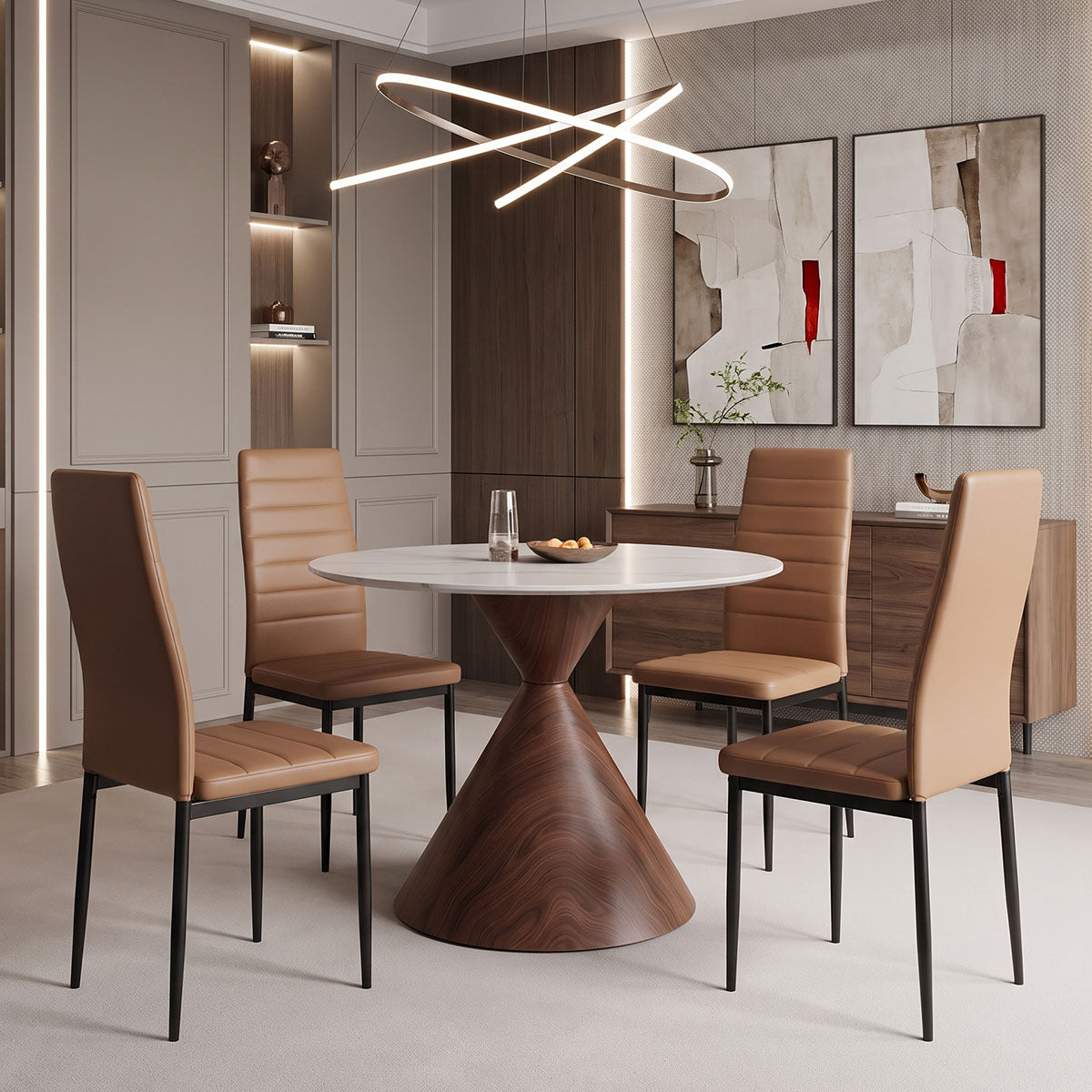 Καρέκλα Parker  cappuccino PU με μεταλλικό μαύρο πόδι 41x48x96εκ - Pakobazaar