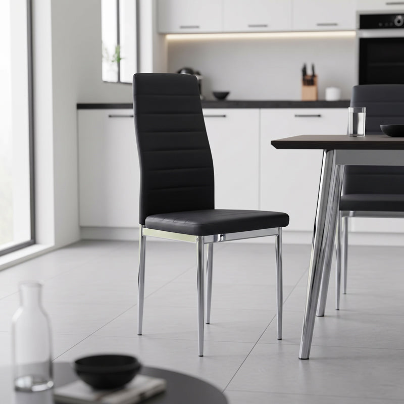 Καρέκλα Parker  μαύρο PU με πόδι χρωμίου 41x48x96εκ - Pakobazaar