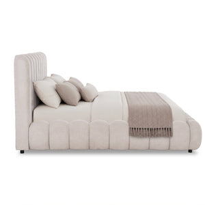 ΚΡΕΒΑΤΙ ΥΠΕΡΔΙΠΛΟ BUBBLE SM758.03 ΜΠΕΖ CHENILLE ΥΦΑΣΜΑ ΓΙΑ ΣΤΡΩΜΑ 180x200εκ