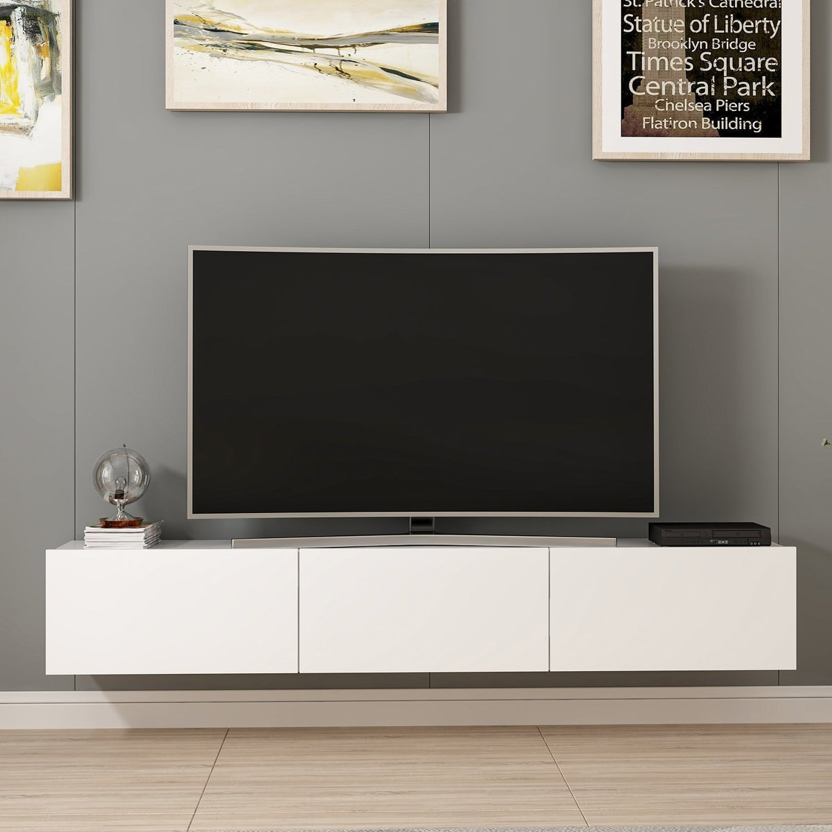 Σύνθεση Τηλεόρασης Taygetos Λευκό 180x32x30 εκ. Μελαμίνης