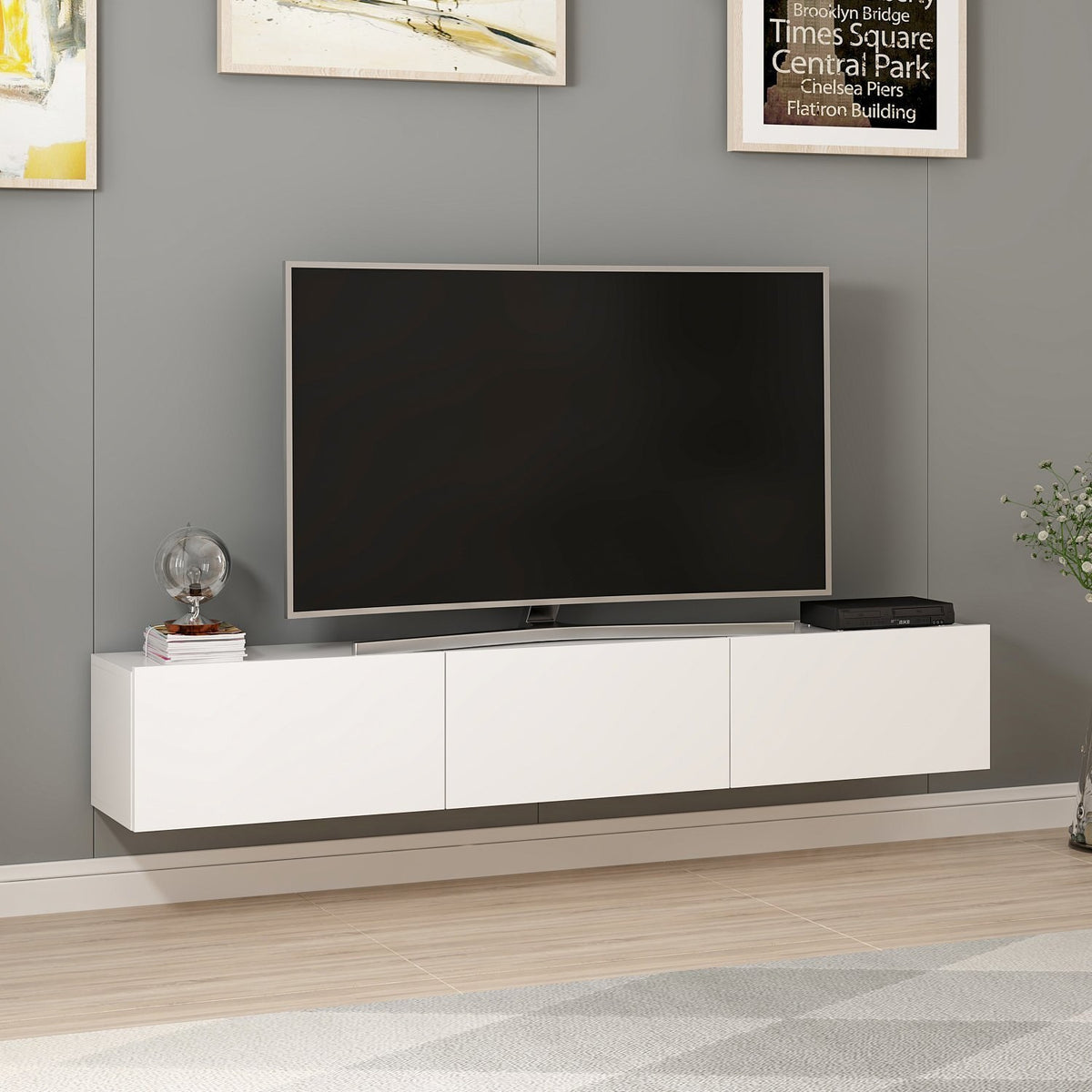 Σύνθεση Τηλεόρασης Taygetos Λευκό 180x32x30 εκ. Μελαμίνης