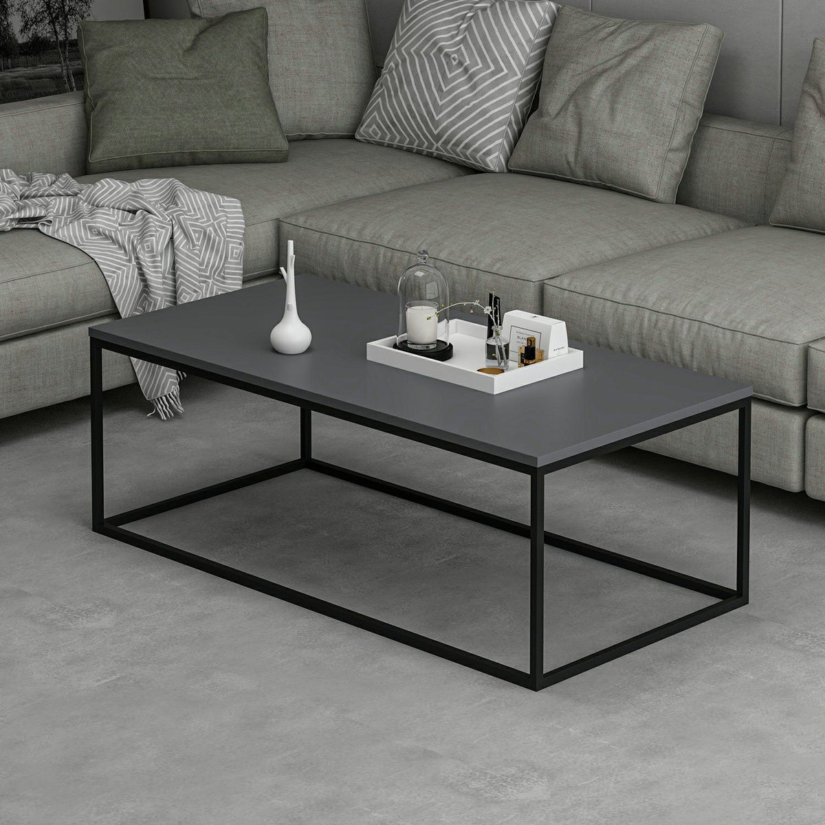 Τραπεζάκι Σαλονιού Limenaria Ανθρακί 120x60x42 εκ. Μελαμίνης