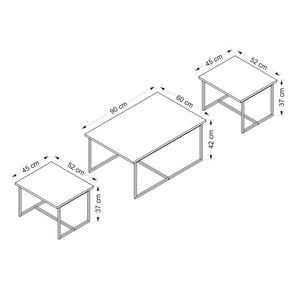 Τραπεζάκια Σαλονιού Σετ 3τμχ Kardakata Καρυδί 90x60x42 εκ. Μελαμίνης - Pakobazaar