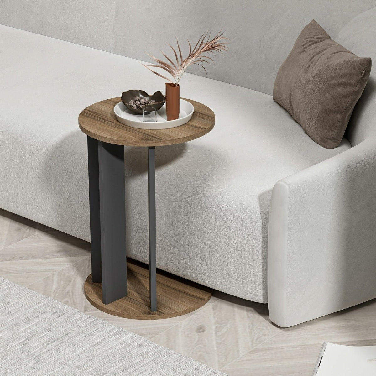 Βοηθητικό Τραπεζάκι Epanomi Καρυδί - Ανθρακί 34x34x64 εκ. Μελαμίνης