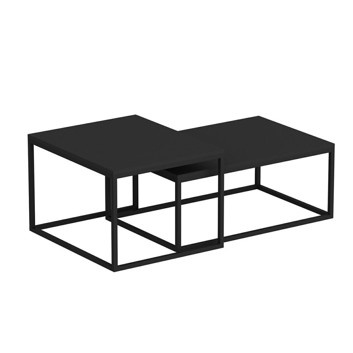 Τραπεζάκια Σαλονιού Σετ 2τμχ Farsala Μαύρο 72x47x45 εκ. Μελαμίνης