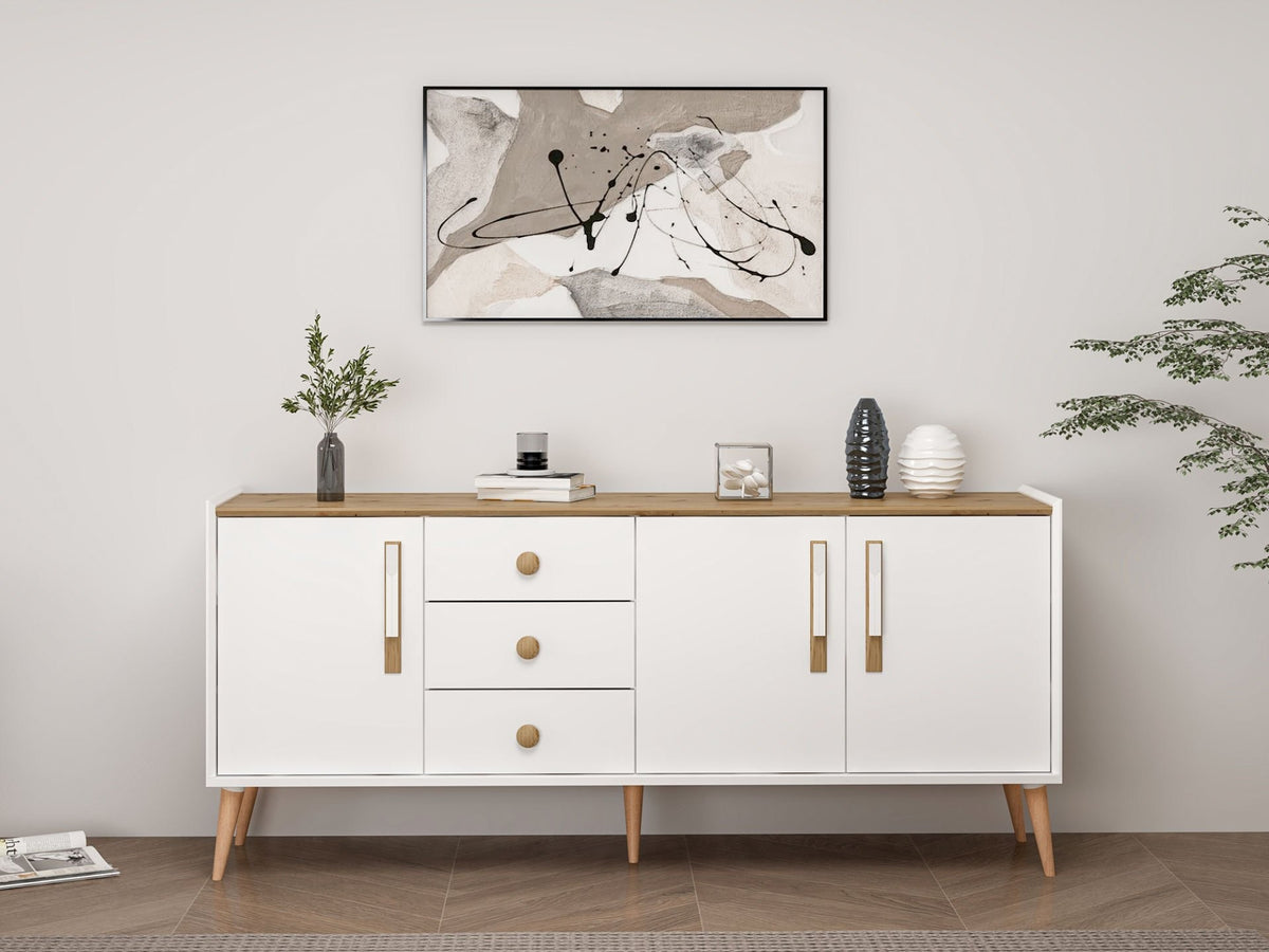 Κονσόλα Zola Με Ράφια Λευκό 180x45x80 εκ. Μελαμίνης