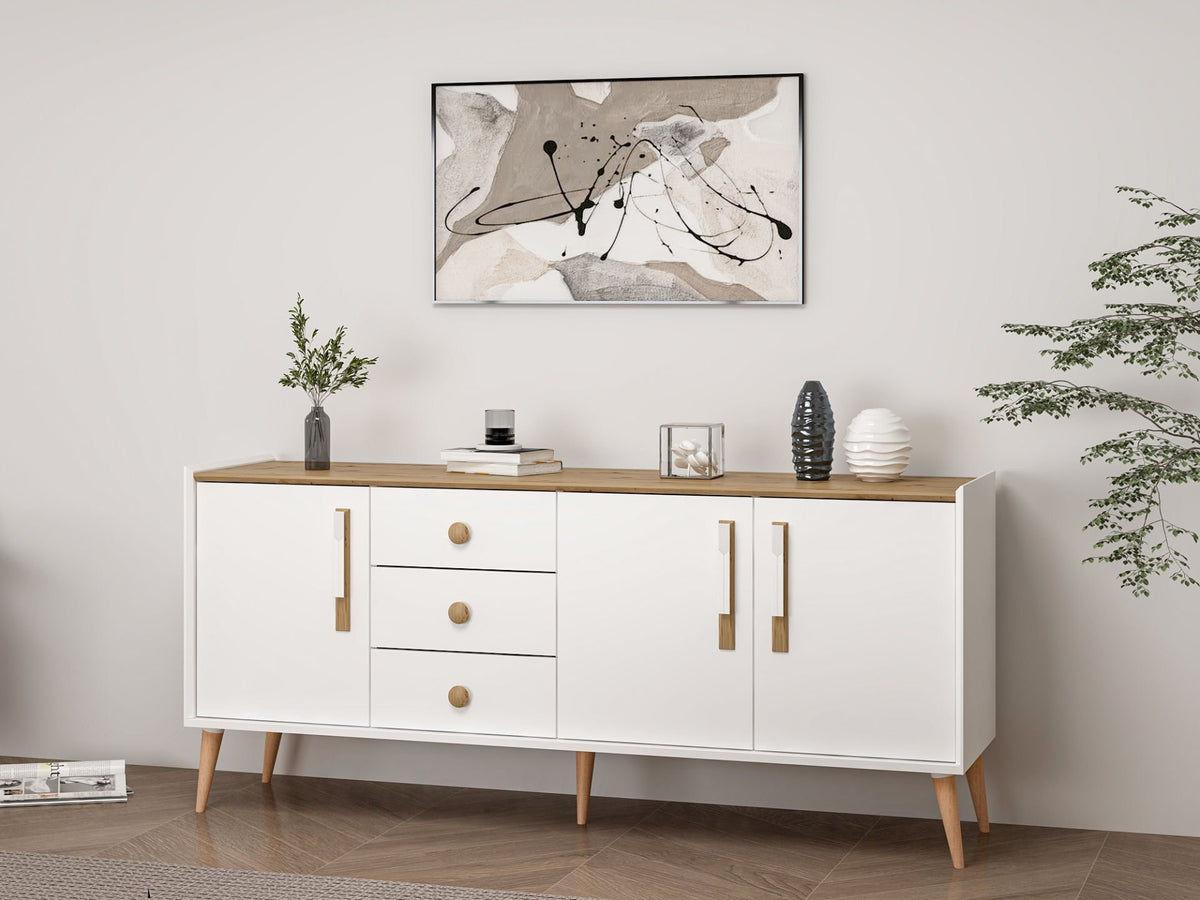 Κονσόλα Zola Με Ράφια Λευκό 180x45x80 εκ. Μελαμίνης