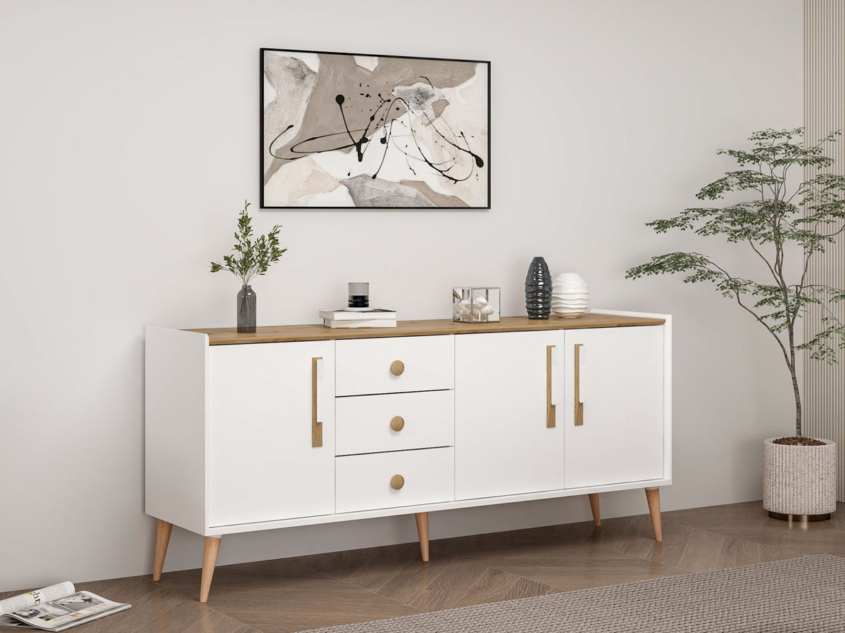 Κονσόλα Zola Με Ράφια Λευκό 180x45x80 εκ. Μελαμίνης