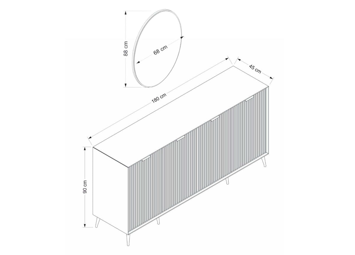 Κονσόλα Ithaki Αμμόλιθος 180x45x90 εκ. Μελαμίνης - Pakobazaar