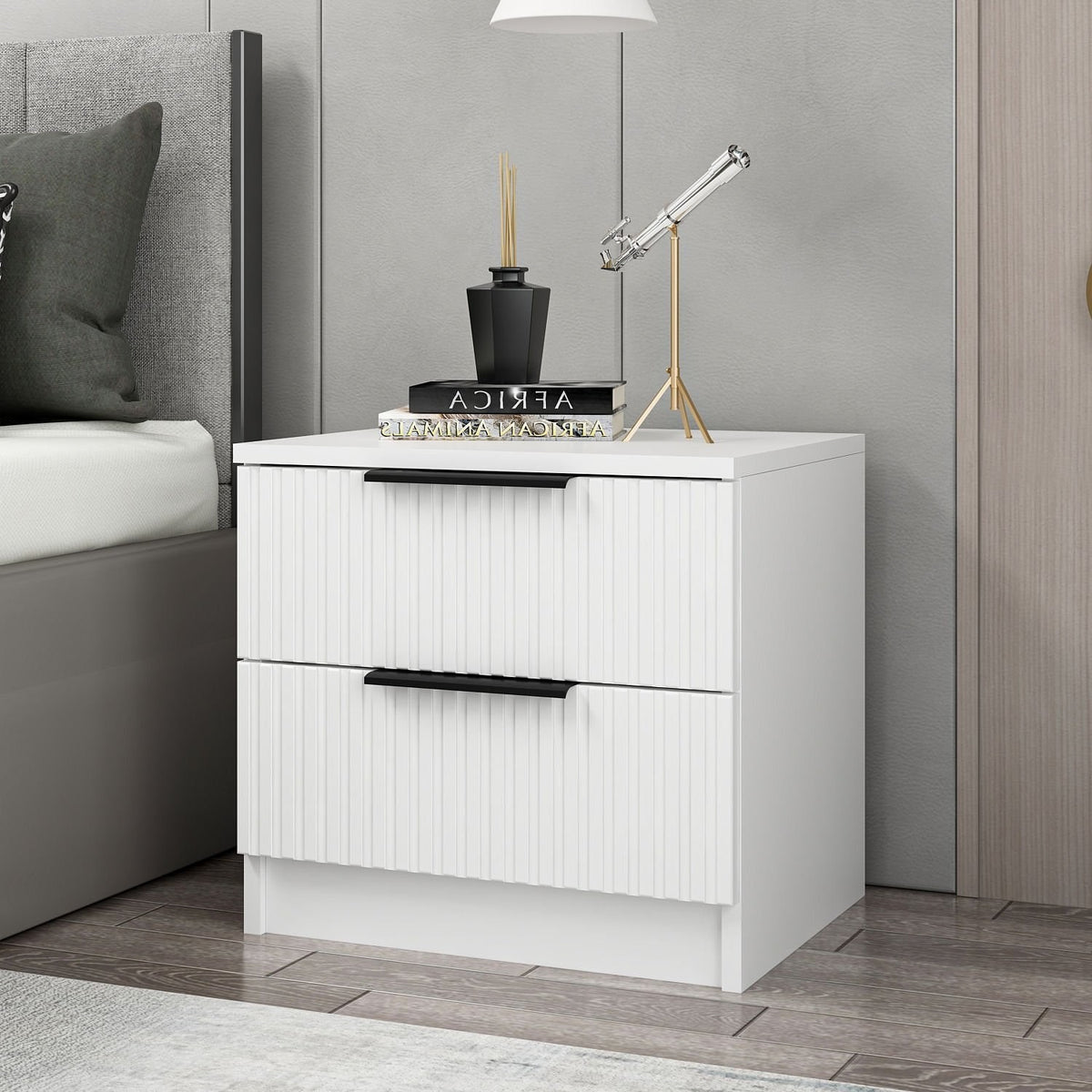 Κομοδίνο Ithaki Λευκό 50x40x47 εκ. Μελαμίνης Κωδ. Plus 7910
