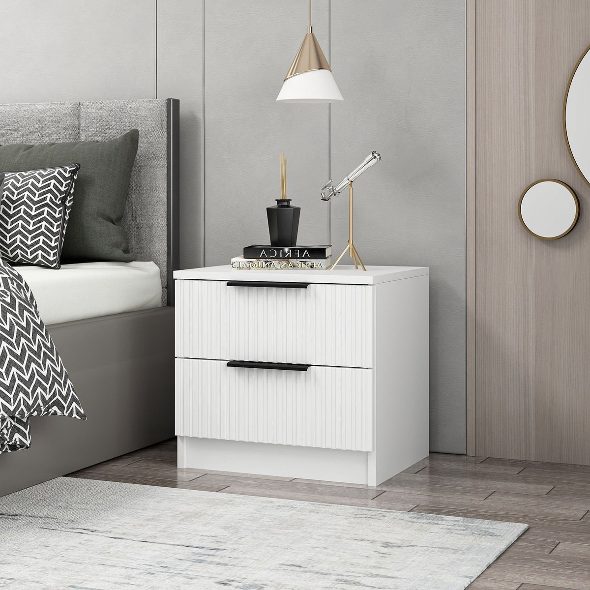 Κομοδίνο Ithaki Λευκό 50x40x47 εκ. Μελαμίνης Κωδ. Plus 7910