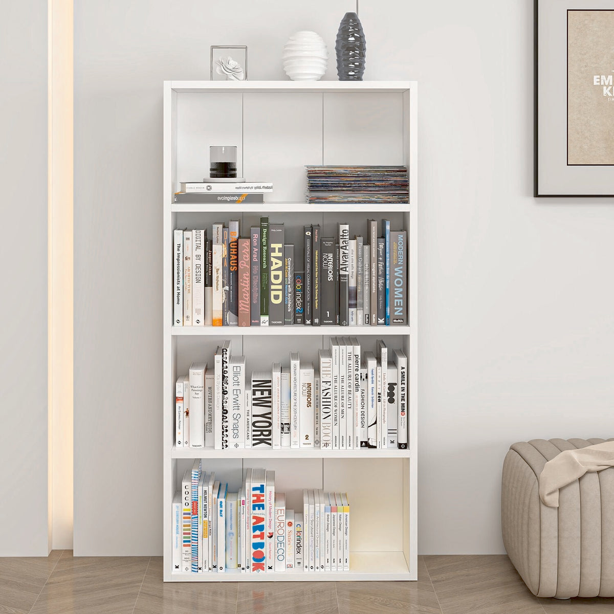 Βιβλιοθήκη Kampi Λευκό 60x20x118 εκ. Μελαμίνης