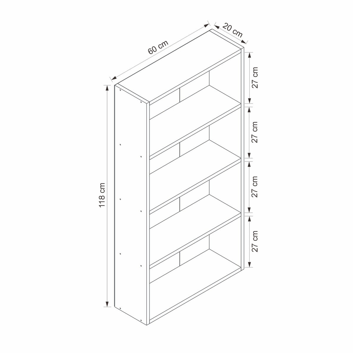 Βιβλιοθήκη Kampi Λευκό 60x20x118 εκ. Μελαμίνης