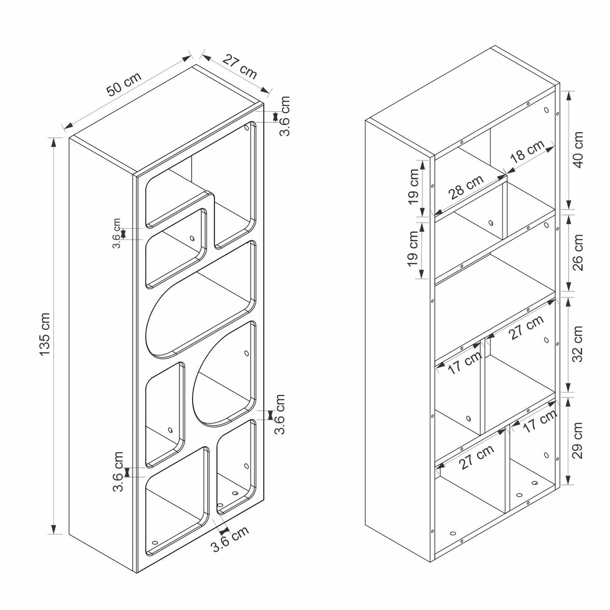 Βιβλιοθήκη Ios Λευκό 50x27x135 εκ. Μελαμίνης